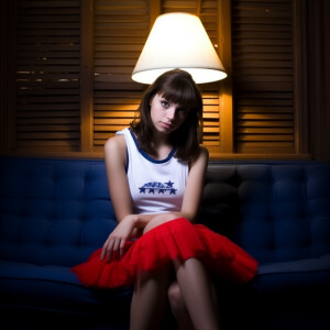 Photo of fair skinned young brunette woman with petite frame, we...