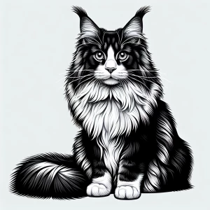 Create an image of a Maine Coon cat featuring its distinctive lo...