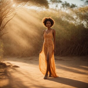beautiful slender Ethiopian girl, 25 years old, wearing a sheer...