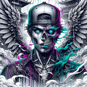 eye-catching heavy digital comic book Drip style digital paintin...