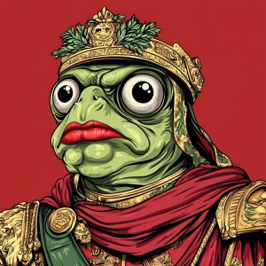 Pepe with pumped-up lips of a bright red color in carton style...