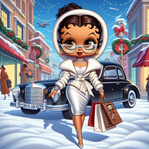 Create an image of an African-American Betty Boop with hazelnut-...