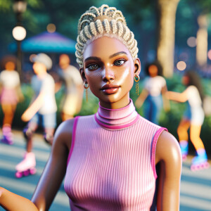 3-D image of a beautiful African-American realistic, looking lig...