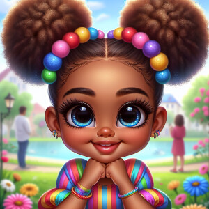A cartoon-style digital illustration of a young African-American...