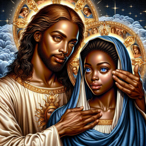 Ensure that the image distinctly represents both Jesus Christ an...