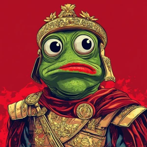 Pepe with pumped-up lips of a bright red color in carton style...