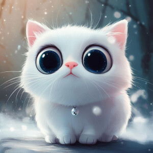 Cartoonish nebulung cat with big eyes