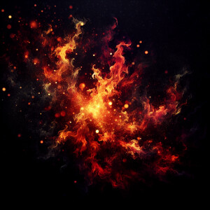 Fire surrounding a black background like vignette