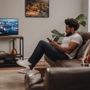 He was enjoying himself on the couch  with body xposedicc a the...