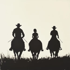 Design a silhouette depicting three successive family showing da...