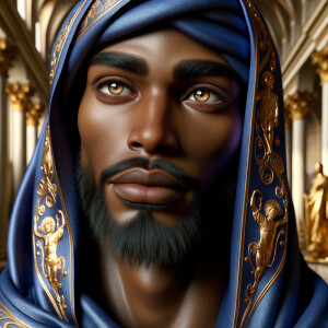 A hyper-realistic image of an African-American Jesus Christ, ser...