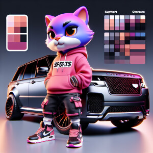 Create a colorful/psyscadelic character of pink panther wearing...