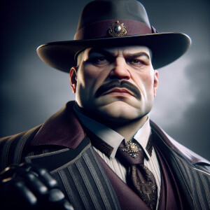 An overweight menacing Russian mobster with a fierce expression