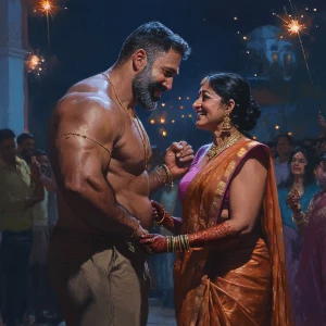 Hyperrealism art style,a muscular beefy sweaty man celebrating d...