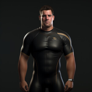 Create a hyper-realistic image of Curtis Kowe, a 27-year-old ove...