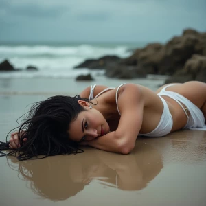 Fit tall supple well endowed Italian American model woman with w...