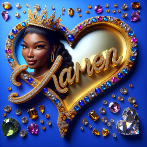VCraft a 3-D image showcasing the name 'KAREN' in a luxurious go...