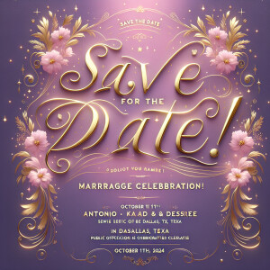 Save the Date invitation that states Save the Date for the Marri...