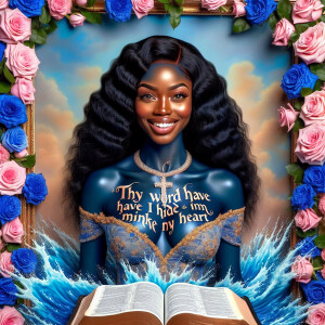 Create an image of an ultra-light-skinned African-American woman...