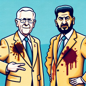 Picture of American president and Israel president. They have bl...