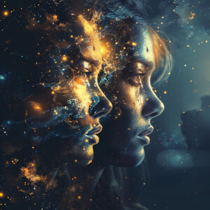 Ultra-realistic, high-definition rendering, double exposure, cin...