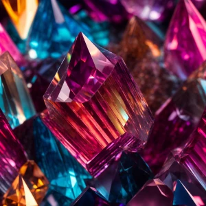 Create a high-resolution image of a clear crystal in close-up, u...