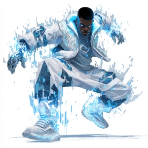 A frontal T pose full body concept illustration of A powerful bl...