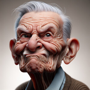 caricature of a 95 year old angry American grandpa posing for th...