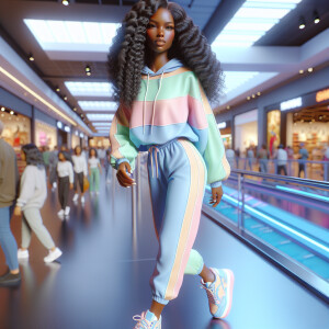 Generate an 3-D realistic image featuring a light skin African-A...
