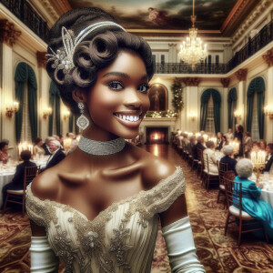 A realistic airbrushed illustration of a beautiful African Ameri...