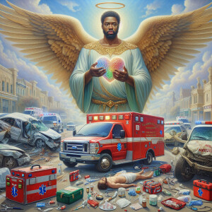 Create a realistic 3D oil painting depicting a scene of emergenc...