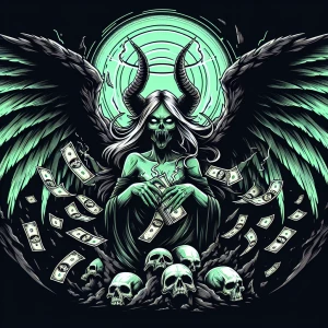 I see a strikingly  graphic image with a dark and horror-inspire...