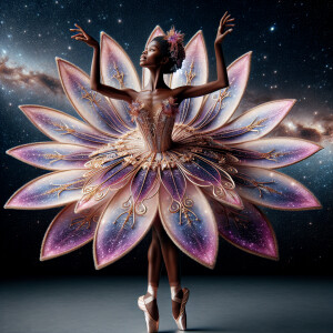 A light-skinned African-American ballerina dressed in a radiant...