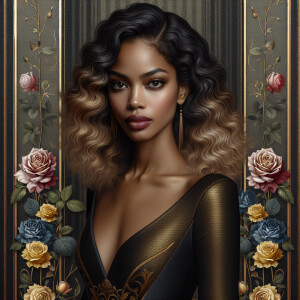 Create a vertical 3-D portrait of a light-skinned African-Americ...