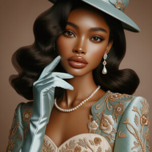 Imagine a portrait of a light-skinned African-American woman wit...
