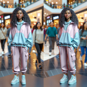 Generate an 3-D realistic image featuring a light skin African-A...