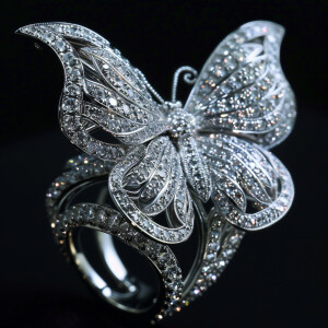 Exquisite butterfly ring adorned with shimmering diamonds