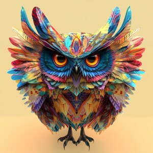 Create a 3D rendering that features an array of a vibrantly-colo...