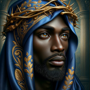 A hyper-realistic image of an African-American Jesus Christ, ser...