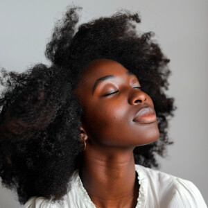 A black woman embracing her natural beauty and regrowing her lon...