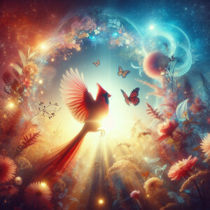 A mesmerizing double exposure masterpiece featuring a glowing si...