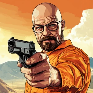 White muscular thin man with beard, big chin, smile and cheekbon...