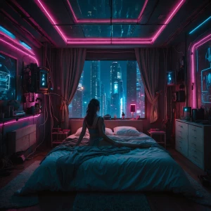 Bedroom with woman background