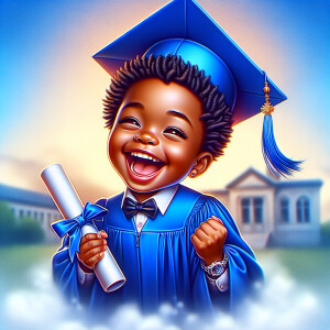 "Create a realistic airbrushed illustration of a joyful African...