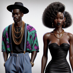 3-D image of a good looking African-American young couple. The h...
