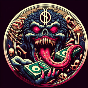 Design a horror themed dark colored and highly intricate and viv...