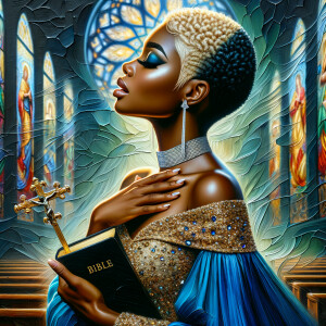 Render an airbrush oil painting of an African American woman wit...