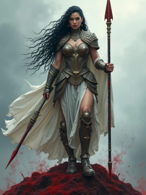 Depict Freyja, the Norse goddess of love, war, and magic, exudin...