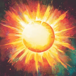 Create an Instagram profile picture featuring a brightly shining...