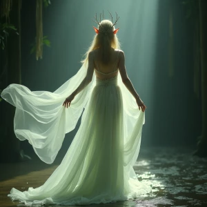 Create an image of an ethereal female elf bride